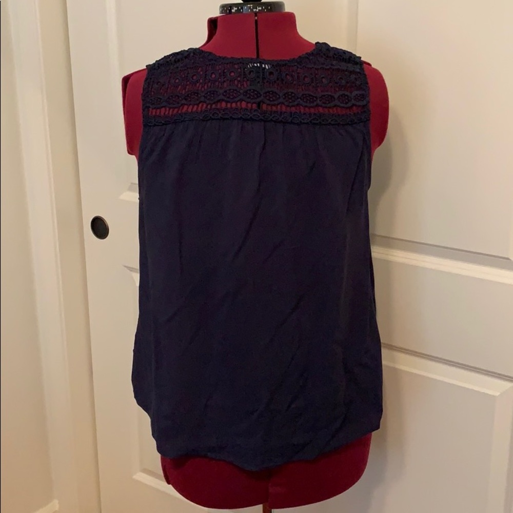 Navy embroidered blouse